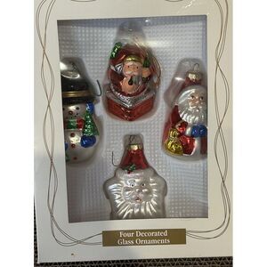 Box of 4 Glass Christmas‎ Ornaments In Box Target 2001 Santas Snowman